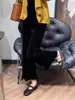 Pantalones Casuales de Terciopelo Negro de Alta Gama para Mujer, Nuevo Estilo Otoño Temprano 2026, Pantalones de Pierna Ancha Ajustados Súper Populares, Pantalones Largos Adelgazantes y Versátiles