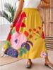 AliExpress 2024 Amazon Novo Vestido Longo Estampado Vintage Posicionamento Moda Elegante Flor Tropical Feminino
