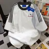 Camiseta de algodón 100% puro, dulce, fresca y linda, de tres rayas, cuello redondo, manga corta, para hombre y mujer, corte holgado para verano, top para estudiante, estilo Ins