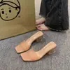 Sandalias de Tacón Alto Grueso con Punta Cuadrada y Punta Abierta de Nuevo Estilo Verano 2026 para Mujer, Chanclas Transparentes de Cristal para Verano para Uso en Exteriores