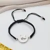 Atravessando Fronteiras Fofo Desenho Animado Gato da Lua Pingente Pulseira de Corda Charmosa Feminina Aço Inoxidável Sorte Corda Vermelha e Preta