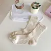 Calcetines Finos Estilo Coreano Primavera y Verano para Mujer Calcetines de Hilo de Punto con Lazo Calcetines Apilados Ins Tendencia Calados Estilo Japonés Calados Calcetines de Media Longitud