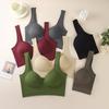 Ropa interior hermosa sin costuras con rosca en la espalda para personas de mediana edad y mayores, sujetador deportivo tipo chaleco con copa fija, tirantes anchos, cruzado, para tallas grandes de mujer