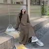 Vestido Sudadera Estilo Japonês Tendência Primavera 2026 Solto Gola Redonda Manga Longa Barra Franzida Acima do Joelho Emagrecedor Cauda de Peixe