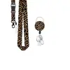 Suporte de Crachá Retrátil de Puxar Fácil do Fabricante Estampa de Leopardo Epóxi Clipe de Crachá Giratório Cordão para Crachá de Identificação da Fábrica Atacado