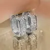 Pendientes Huajie Estilo Europeo y Americano Lujo Ligero Micro-incrustados de Circonita, Pendientes de Moda para Mujeres Jóvenes, Artículos Populares de Venta Caliente Transfronteriza
