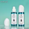 Botella Gotero Personalizada de Plástico PET Verde Transparente de 70ml con Tapa de Guijarro, Esencia Hidratante, Sub-Botella