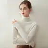 Nuevo Estilo Otoño e Invierno Suéter 100% Cachemira Pura para Mujer Cuello Alto Aspecto Adelgazante Suéter de Punto Simple Camisa Base