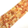 Acessórios semiacabados redondos de ágata multicolorida com cor assada, amarelo-laranja-vermelho-laranja, do Mar da China Oriental, aproximadamente 6-10mm