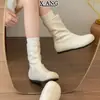 En stock~ Botines cortos de estilo simple, punta redonda, piel genuina, aumento interno de altura de 4 cm, botines elásticos ajustados para mujer, botines pequeños