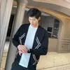 Suéter Masculino 2027 Outono Inverno Bloco de Cores Cardigã Tricô Jaqueta Estilo Preguiçoso Versão Coreana Fino Leve Estilo Maduro Suéter Masculino