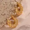 Moda Europea y Americana Pendientes Sencillos Personalizados Joyería Acero Inoxidable Chapado en Oro de 18K Forma de Neumático Estéreo Hueco Pendientes
