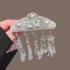 Prata Imitação Estilo Étnico Sino de Vento Prata Miao Pingente Borla Grampo de Cabelo Novo Estilo Chinês Grampo de Cabelo Artesanato Pesado Adereço para Foto