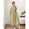 Nuevo vestido de otoño con estampado de cuadros, cuello con volantes, temática de bosque, corte holgado y versátil, juvenil y artístico, vestido largo fresco y elegante