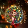 Chaveiro Acrílico Plano de Novo Produto Natalino Transfronteiriço Pingente Decorativo Pingente de Decoração de Carro Decoração de Árvore de Natal