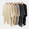 Chal de Seda Hielo y Lino de Verano Ropa Exterior para Mujer de Longitud Media de Punto Protector Solar Chaqueta Cardigan Cubierta para Aire Acondicionado Top Delgado de Gasa