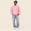 Exclusivo transfronterizo algodón 320g hombros caídos cuello redondo manga larga holgado casual sudadera con capucha de moda para hombre color liso