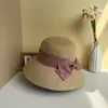 Sombrero de sol plegable de ala ancha con lazo, estilo Sun Li, protección solar, protección UV, sombrero de paja para mujer, sombrero de verano para mujer