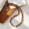 Maillard Vintage 6mm Piedra Ojo de Tigre Natural, Cristal Amarillo, Perla, Turquesa de Imitación, Conjunto de Collar y Pulsera de Jaspe