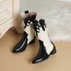 Comercio Exterior Transfronterizo Botas para Mujer Tallas Grandes Otoño e Invierno Retro Combinables Costuras Tacón Grueso Botines Botas Vaqueras Western de Moda