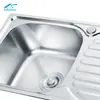 Pia de Aço Inoxidável 304 com Tábua, Cuba Única Integrada Esticada, Bacia para Lavar Louça, Cozinha Atacado