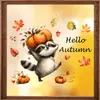 BRUP Adhesivo Estático de Mapache Lindo Temporada de Cosecha de Otoño Decoración de Vidrio para el Hogar Adhesivo para Ventana BR-JD7286C