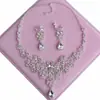 C1005 Adornos nupciales, pendientes de cristal de diamantes de imitación coreanos, collar de dos piezas, corona de boda, tocado, accesorios de boda