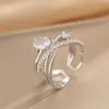 Anillo Exquisito Super Brillante de Circonita para Niñas, Lujo Accesible y Anillo de Apertura Ajustable de Gama Alta, Baño de Oro Real Simple