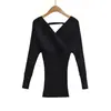 1071-26V Vestido de Tricô Liso com Decote V Ajustado na Cintura, Saia Curta, Estilo Primavera, Versão Coreana, Caimento Solto