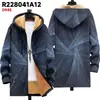 Chaqueta de Nuevo Estilo con Elementos de Patrón Multicolor B38 Cierre de Cremallera Cardigan con Capucha Grueso Invierno Polar Algodón Abrigo con Forro Amarillo