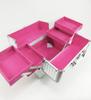 Suministro de Estuches de Maquillaje de Doble Apertura, Estuches de Aluminio Profesionales de Alta Gama a la Moda, Estuches Clásicos para Herramientas de Maquillaje con Rayas Plateadas y Estuches de Vuelo