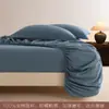 Conjunto de Lençóis de Algodão Puro Escovado Classe A e Lençóis com Elástico Três Peças Cor Pura Amigo da Pele Macio Simples Roupa de Cama Simples Amigo da Pele