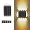 Luz de pared solar lámpara de patio exterior luz exterior con sensor inteligente controlada por luz luz de ambiente nocturna luz lavaparedes para jardín villa