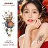 Conjunto de adesivos de tatuagem auspiciosos estilo chinês com peixe koi, peixe dourado, nó chinês, bolsa da sorte, texto, pequenos designs coloridos, à prova d'água para pulso e antebraço