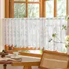 TEMU Suministro Directo de Fábrica Cortina Blanca de Encaje Transparente Cortina de Puerta Cortina de Dormitorio Cortina de Gasa Cortinas Estilo Americano Cortinas Cortas Media Cortina