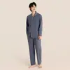 Cárdigan de punto para hombre con ribete de concha, pijama de manga larga, grosor medio, algodón puro, conjunto de ropa para el hogar, estilo casual de pareja, otoño invierno