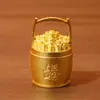 Ouro Areia, Dia a Dia, um Balde de Ouro, Sala de Estar, Decorações de Mesa de Escritório Cheias de Lingotes, Enfeites de Balde da Fortuna