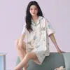 [Algodón Puro] Nuevo Estilo 2026 Pijamas para Mujer, Manga Corta de Verano, Dibujos Animados Casuales, Pantalones Cortos Sueltos, Conjunto de Dos Piezas, Ropa de Casa