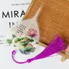 Marcador de página estilo chino con nervaduras de hoja de Bodhi Caballero de las Flores Flor de durazno Peonía Loto Estilo retro de tinta lavada Marcador de página de metal