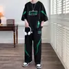 Traje Casual Deportivo de Manga Corta para Hombre de Verano, Marca de Moda Trendy para Adolescentes, Estudiantes de Secundaria y Preparatoria, Ropa Fresca de Verano para Hombres