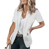 Moda Verão 2022 Feminina Blazer Solto Fashionável Estilo Europeu e Americano Cor Sólida Gola de Terno Jaqueta de Manga Curta Estilo para o Trabalho Conjunto