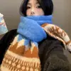 Bufanda Tejida Jacquard Estilo Fair Isle para Mujer Invierno 2024 de Gama Alta Calentita Protección para el Cuello Bufanda Versátil para Estudiantes Parejas