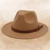 Fedora de lana de moda europea y americana con logotipo personalizado, fedora de jazz de estilo retro británico, sombrero de fieltro de ala plana unisex