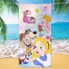 Toalha de Praia de Microfibra Desenho Princesas Disney Macia Secagem Rápida Toalha de Banho Infantil Toalha de Yoga para Férias de Verão