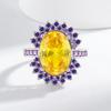 Anel de cobre com zircônia cravejada, cor tesouro de luxo europeu e americano, com diamantes completos, para o temperamento feminino, anel cravejado de luxo, atacado