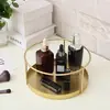 Caixa Organizadora de Maquiagem Cosméticos Batom Perfume Dourada de Ferro Nórdico Prateleira Organizador de Toucador Rack de Armazenamento