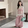 Conjunto de Chaleco de Punto y Pantalones de Pierna Ancha para Niñas Primavera y Otoño 2026 Nuevo Conjunto Coreano de Tres Piezas para Niñas Mayores