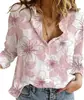 Camisas de Manga Comprida Transfronteiriças Primavera, Outono e Verão 2026, Camisas Simples da Moda Tendência para Mulheres, Camisas com Gola Estampadas em 3D de Cor Sólida