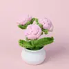 Liquidación, Envío Rápido, Productos Terminados de Venta Caliente Transfronteriza, Adornos de Plantas en Maceta de Hilo Tejido a Crochet Hechos a Mano de Rosas, Margaritas y Lirios, Venta al por Mayor