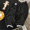 Calça Feminina Bebê Roupa de Outono Calça de Veludo Cotelê Floral Renda Artística Design de Outono Infantil Calça Casual para Uso ao Ar Livre